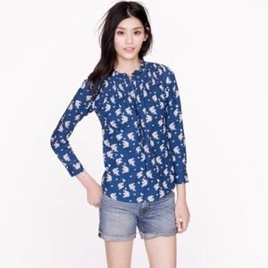 J. Crew Floral Chambray Top Shirt Size 10